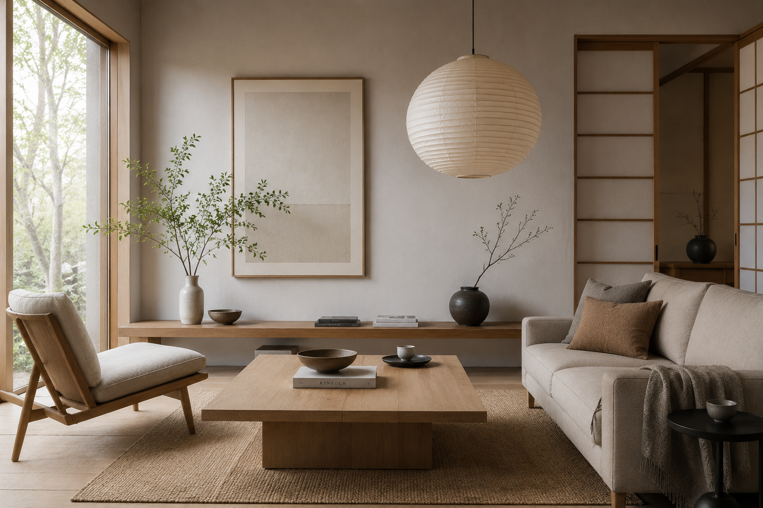 Japandi interior with tatami and MERI Japanese zori